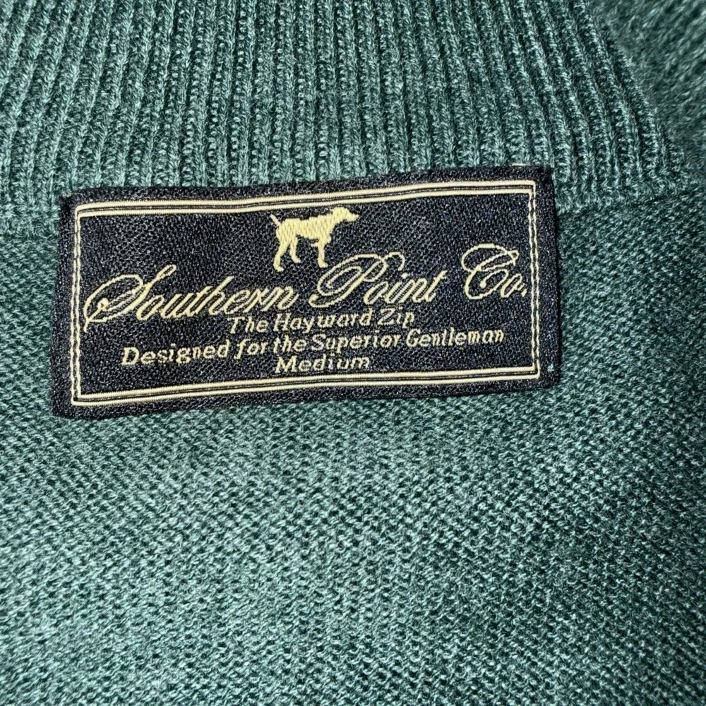 Southern Point Co. Sweater Men's Medium Green Hayward 1/4 Zip Pullover Preppy